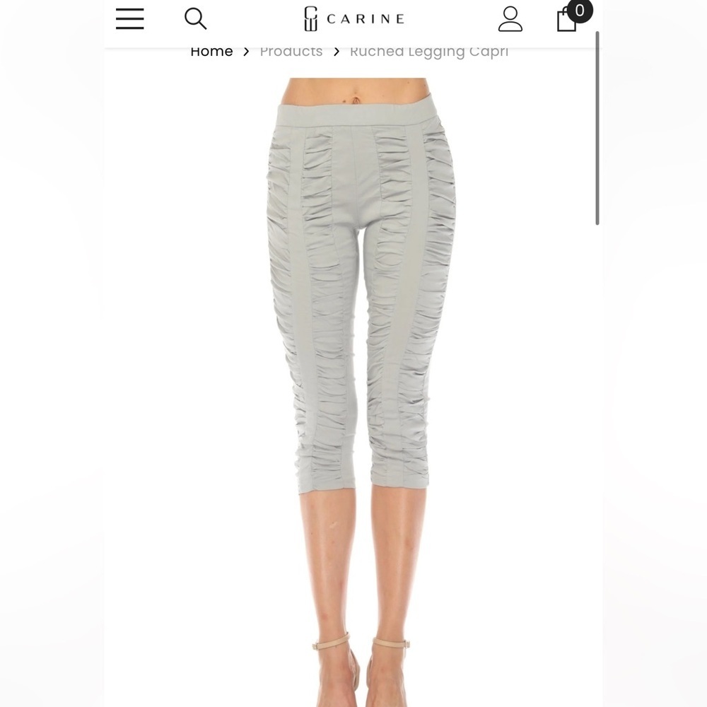 Carine Ruched Legging Capri Gray Like New Size 14 MSRP $88